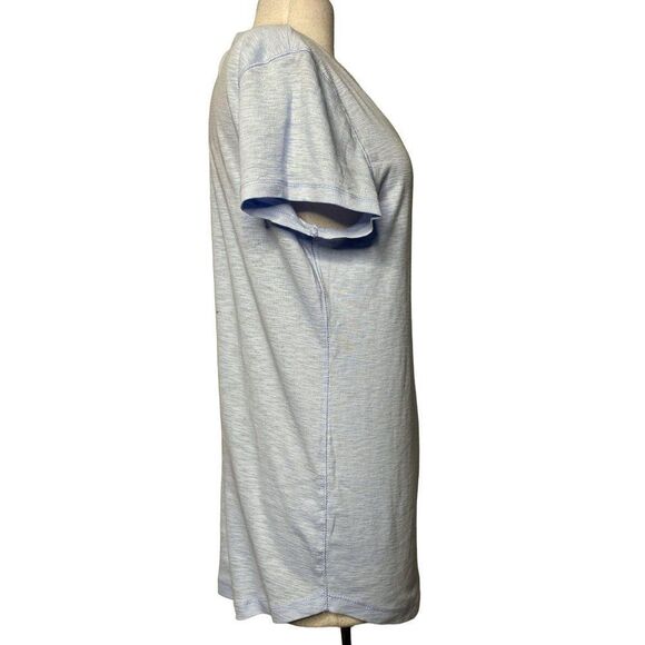 H&M L.O.G.G.  Relaxed Fit Cap Sleeve Tee Top Large 100% Cotton Sky Blue Comfy - Picture 3 of 5